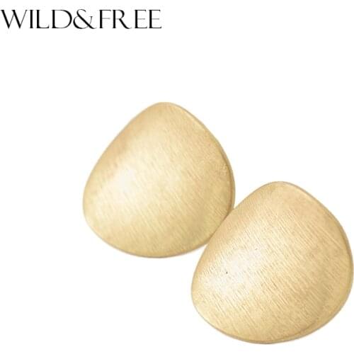 Wild&Free New Simple Classic Round Stud Earrings Women Girls Shiny Gold Geometric Irregular Party Earring Wholesale Jewelry Gift
