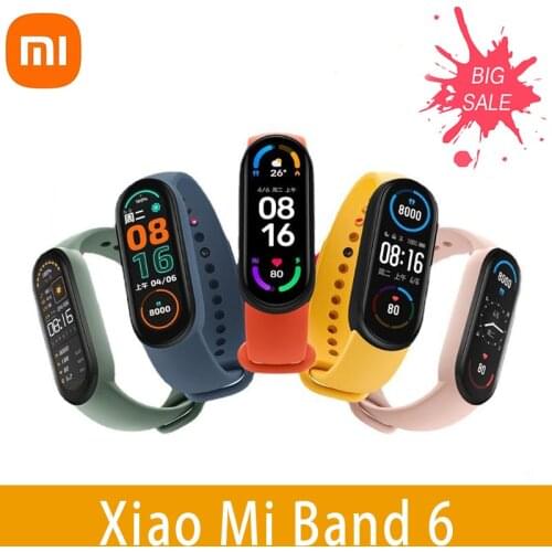 Xiaomi Mi Band 6 Smart Bracelet Three-colors Matching Plan 1.56" Color AMOLED Screen Fitness Heart Rate Traker BT5.0 Waterproof