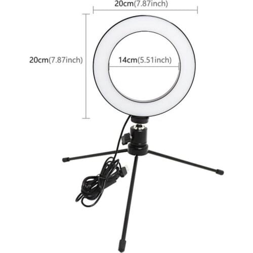 LED Selfie Ring Light 8"LED 3 Modes 5500K Dimmable Studio Camera Ring Light Photo Phone For Makeup Video Live Studio Youtube