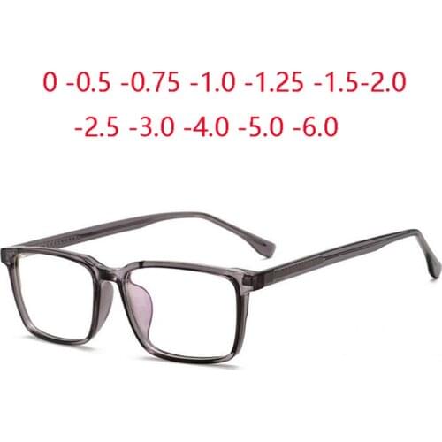 TR90 Blue Light Blocking Square Nearsighted Glasses Women Men Short-sight Eyewear Prescription 0 -0.5 -0.75 -1.0 To -6.0