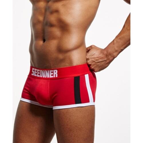 Slip seeinner mens panties sports flat-angle pants comb cotton new fashion trendy male-inspired Korean version of four-corner