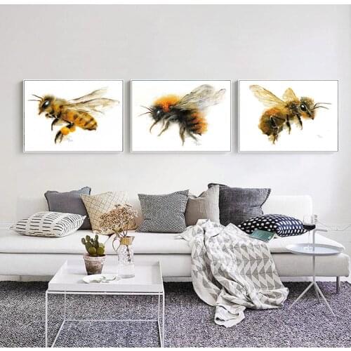 Vintage Bumble Bee Illustration Art Prints Bee Insect Poster Farmhouse Country Retro Wall Art Canvas Painting Living Room Decor