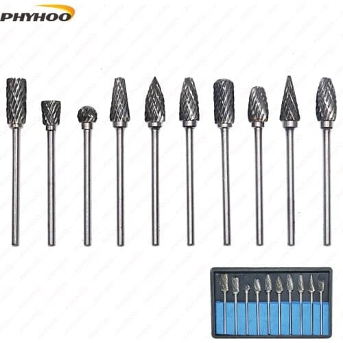 Tungsten Steel Solid Carbide Rotary Files Diamond Burrs Set Fits Dremel Rotary Tool for Woodworking Drilling Wood Carving Cutter