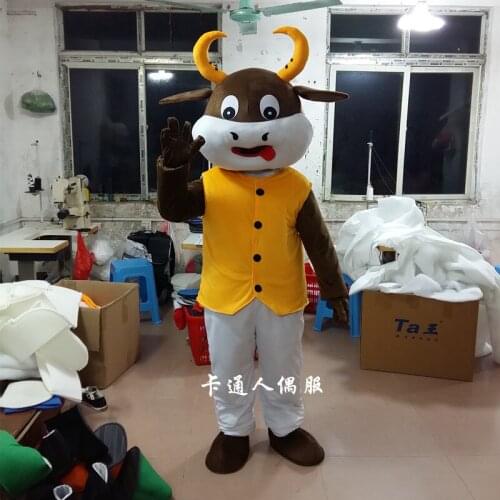 High Quality New Bull Ox Cow Mascot Costume Fancy Dress Outfit Animal Mascot Costumes for Sale for Halloween Birthday Party