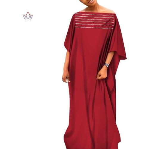 New Custom Loose African Evening Dresses for Women Bazin Dashiki African Print Causal Cotton Ladies Mermaid Party Dress WY548