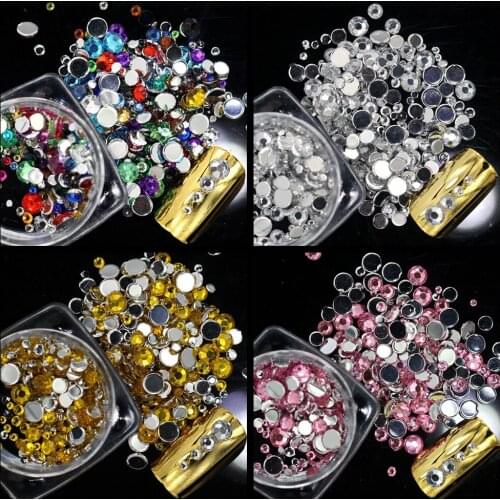 1 Box Colorful Nail Art Rhinestones 3d Tiny Glitter Nail Tips Decorations Silver Flatback Charm Jewelry Manicure Accessories