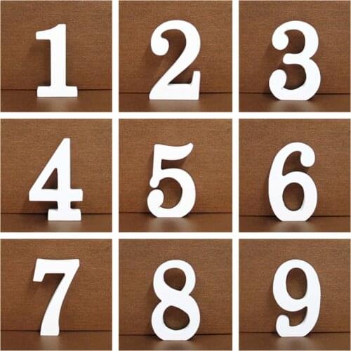 1pc 8cm Number 0 To 9 White Wooden Number Letters Free Standing Wood Decorative Crafts for Home Party Wedding Birthday DIY Decor