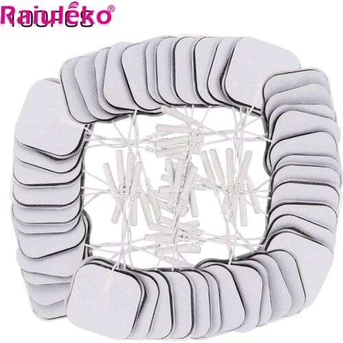 100 Pcs 5x5cm 2mm Plug Reusable Physiotherapy Tens Electrodes Pads for Muscle Stimulator Electrodes Digital Tens Massager Pad