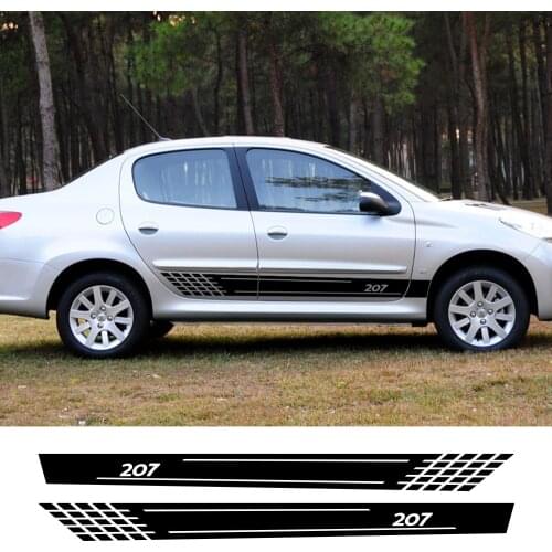 2PCS Car Door Side Skirt Stripes Decals For Peugeot 207 Graphical Vinyl PVC Stickers Auto Decoration Reflective Car Accessories