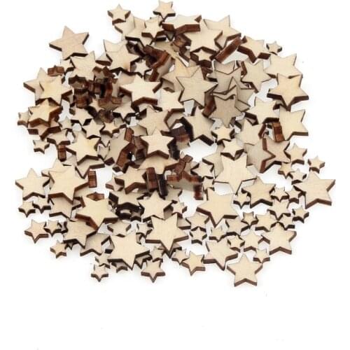 200pcs Wood Star DIY Christmas Scrapbooking Party DIY Decorations Chipboard Fashion Wooden Home Decor