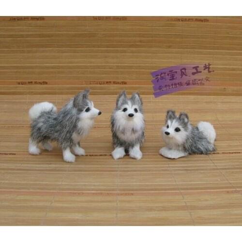 3 pieces a set simulaiton husky dog model polyethylene&fur mini husky dog dolls gift 0796