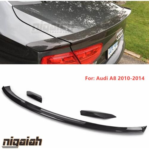 3pcs A8 Rear Spoiler Real Carbon Fiber Rear Trunk Boot Lip Wing for Audi A8 2010-2014 ABT Style Rear Bumper Spoiler