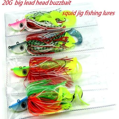 4pcs big metal lead head buzzbaits soft plastic 20g fishing lures fishing baits octopus squid hook sea pike pesca fishing tackle
