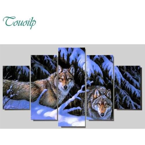 5pc Full Square&round drill 5D DIY Diamond embroidery Snow Wolf Diamond Painting Cross Stitch Rhinestone Mosaic decor gift
