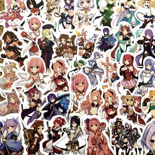 50pcs Second Element Cartoon Pink Girl Waterproof Car Stickers Decoration Car Phone Helmet Flat Dumb Film DIY Graffiti Stickers