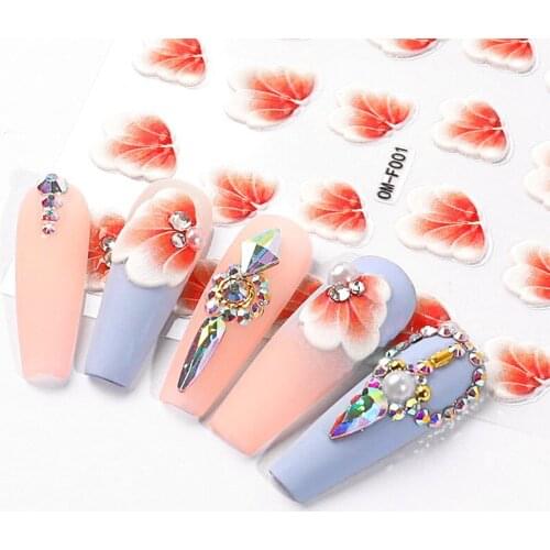 5D Nail Art Sticker Flower Relief Adhesive Tips Decoration Stickers DIY Manicure Nails Art Tools NE