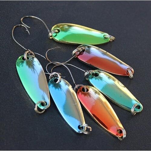 6pcs 3g High Quality Colorful Artificial Metal Fishing Baits Iron Hard Spoon Sequins Fishing Luress with Single Hook