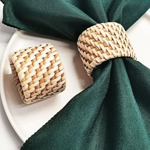 6pcs Rattan napkin ring decorative mouth cloth ring square towel ring handmade rattan napkin buckle