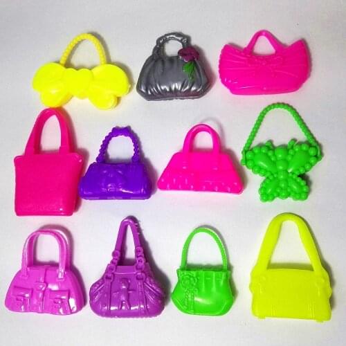 8 PCS Mix Styles Doll Bags Accessories Toy Colorized Fashion Morden Bags For Barbie Doll Birthday Xmas Gift 2016 Free Shipping