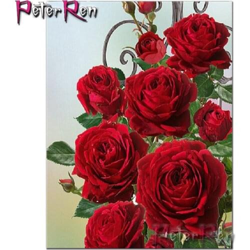 DIY Rhinestone Diamond Embroidery red rose flowers square&Round Diamond Mosaic Needlework Diamond Paintings cross stitch Crafts