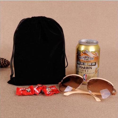 50 pcs/Lot 9 Size Black Jewelry Velvet Gift Bags For Jewelry Cosmetic Packaging Bags 2018 New Velvet Drawstring Bags Wholesale