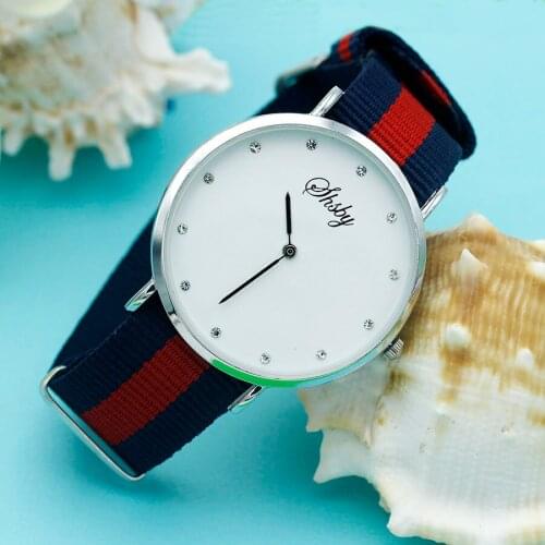 Shsby Women Canvas Strap Watch Luxury Nylon Watch For Men Fashion Quartz Wristwatch Simple Lady Gift Watch Student Leisure Watch