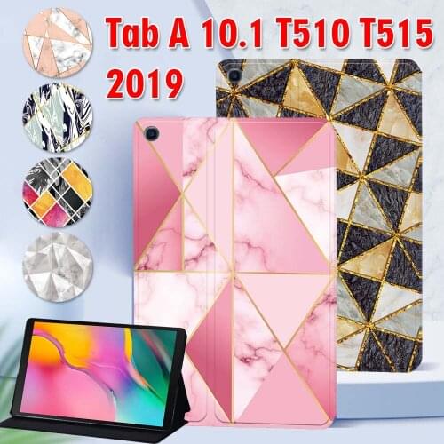 Tablet Case for Samsung Galaxy Tab A 10.1 Inch 2019 T510/T515 Shape Series Tablet Stand Cover Case+ Free Stylus