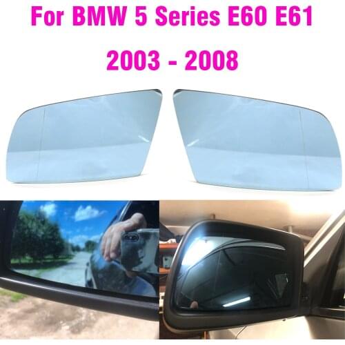 For BMW 5 Series E60 E61 E63 E64 2003-2008 Left&Right Side Blue Heated Wing Mirror Glass Wide Angle Rearview Mirror