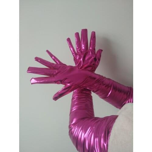 Women and men Shiny Metallic Spandex Long Gloves Tights Halloween Cosplay Accessories