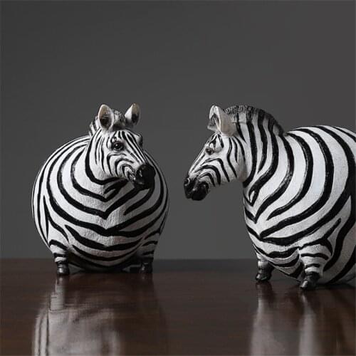 Nordic Resin Fat Zebra Statue Animal Figurine Creativity Style Home Accessories Decor House Figurines Office Decoration Ornament