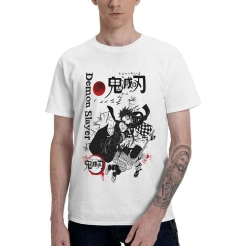 Kimetsu No Yaiba Harajuku T-shirt Men Graphic T Shirt Short Sleeve Anime Manga Demon Slayer Tshirts 100% Cotton Tee Tops Clothes