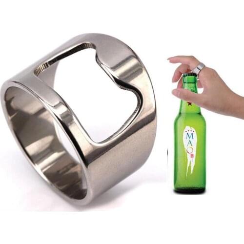 Stainless Steel Beer Bar Tool Finger Ring Bottle Opener Beer Bottle Favors Kitchen Bar Tools Accessories Sea Shipping