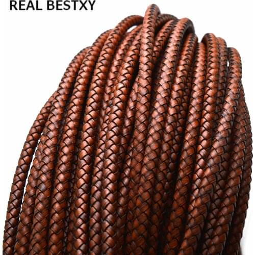 REAL BESTXY 100% Genuine Leather Round Cord Leather Cord String Rope for DIY Necklace Bracelet Jewelry Making antique leather