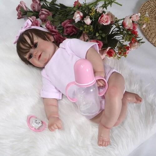 20" Eye Opened Smiling Newborn Dolls with Clothes Toddler Realistic Lifelike Body Toys for Children