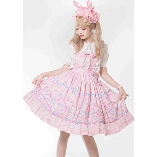 Summer Japanese Cosplay Cartoons Cute Rabbit Jsk Kawaii Lolita Dress Baby Doll For Women Tea Party Suspenders Vintage Dress New