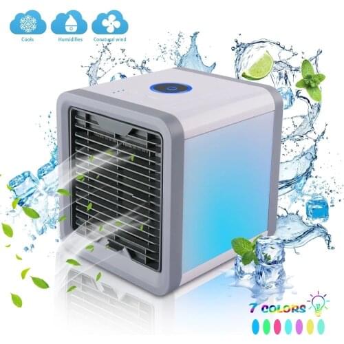 Air Cooler Fan Mini USB Air Conditioner 7 Colors Light Desktop Air Cooling Fan Humidifier Purifier For Office Bedroom