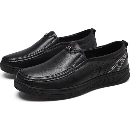 New Formal Dress for Men Casual Shoes Black Genuine Leather Loafers Men Comfortable Casual Waterproof Autumn Flats Mens Shoes