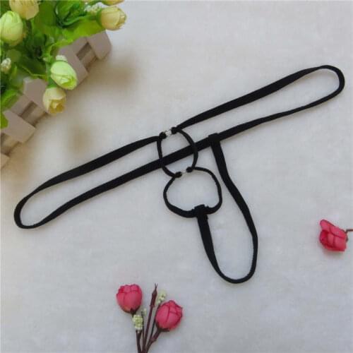 Mens panties sexy underwear men underpants gay Thongs cockring tanga Solid color String Double ring Circle simple Show buttocks