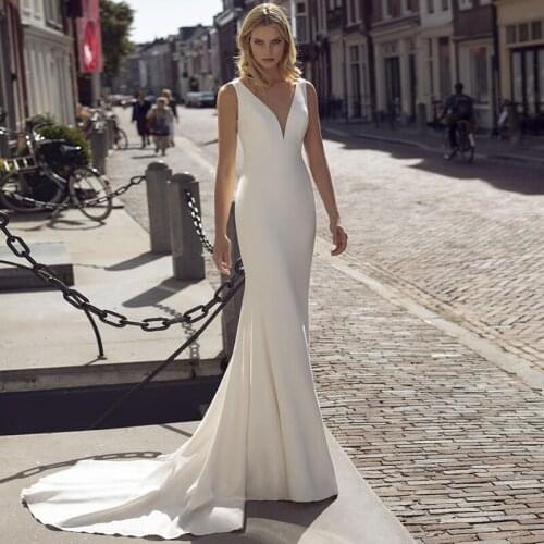 Soft Satin Mermaid Wedding Dresses with Removable Jacket Beach Bridal Gowns Long Sleeves Two Pieces Beach Vestidos De Fiesta