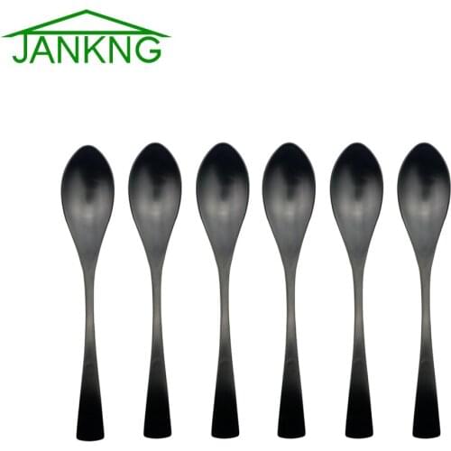 6Pcs Luxury Matte Black Tea Spoons Ice Cream Dessert Coffee Spoon Set Stainless Steel Tableware Set Knife Fork Spoon Dinner Set