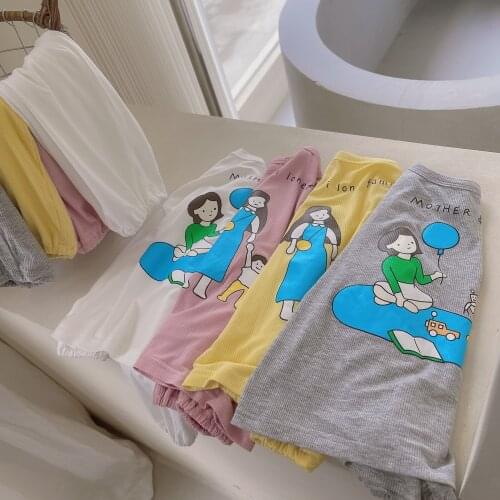 2021 New Childrenss Pajamas Sets Cute Print Cotton Soft Homewear Suits For Girls And Boys Tshirt Pants Kids Sleepwear Sets