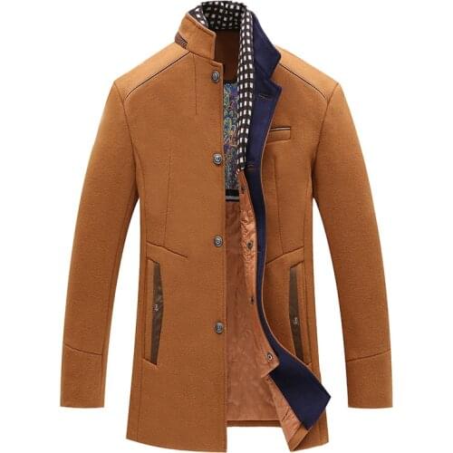 Autumn and winter new mens worsted wool coat winter fleece warm jacket warm slim fashion windbreaker jacket male EU size