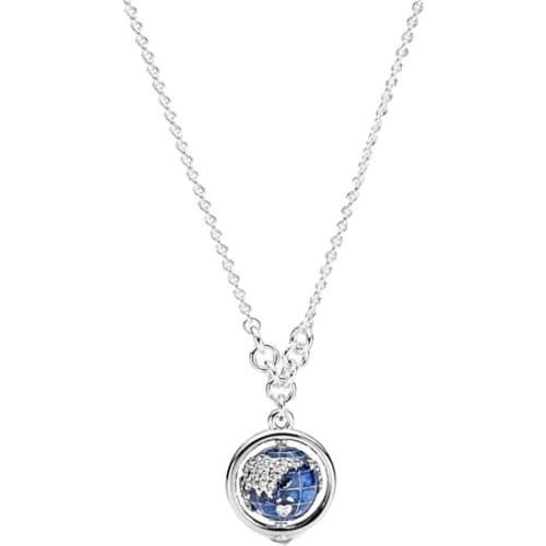 2020 Winter New 925 Sterling Silver Spinning Globe Necklace For Women Original Brand Necklace Jewelry Christmas Gift