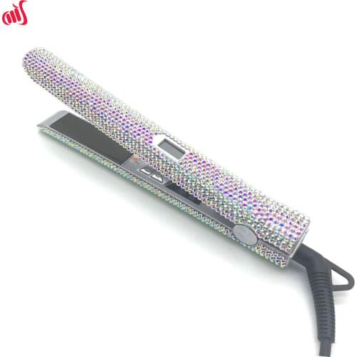 Professional Crystal Hair Flat Iron Titanium Plate Diamond Hair Straightener Crystal Hair Styling Hot Tools with Bling Crystals