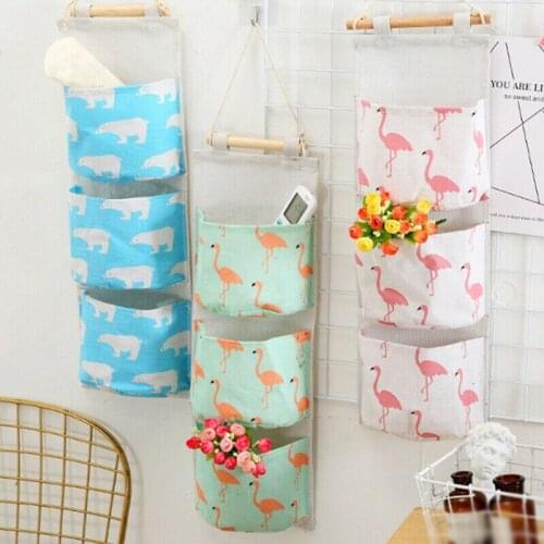 Hanging Storage Bag 3 Pockets Wall Mounted Wall Pouch Cosmetic Toys OrganizerOTH