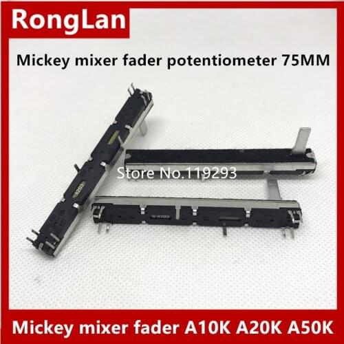 EFX8 EPM6 Mickey mixer fader potentiometer 75MM 7.5CM long double- A10K A20K A50K A10KX2 Potentiometer Stereo Slide--4PCS/LOT