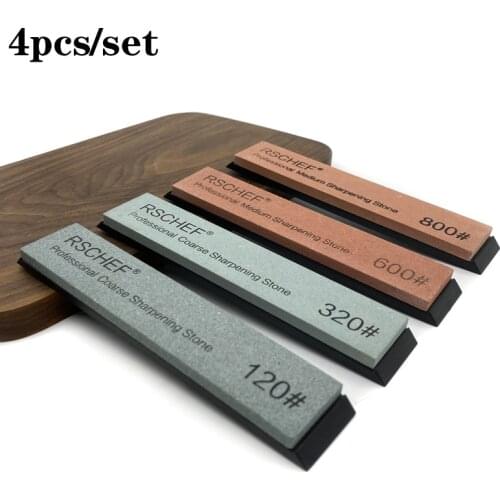 4PCS Big Size Professional Sharpening Stone Angle Kitchen Knife Grindstone White Corundum Whetstone Kitchen Tools Grind Stee