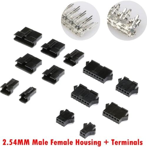 120Pcs/set JST SM Connector Plug 2.54MM Pitch Female and Male Housing + Terminals SM-2P SM-2R JST SM2.54 2/3/4/5/6/7/8 P Pin
