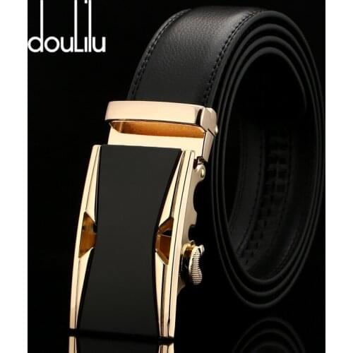 Luxury Brand Male Genuine Leather Business Strap Belts For Men Top Quality Belt Gold Automatic Buckle Black Belts Cummerbunds