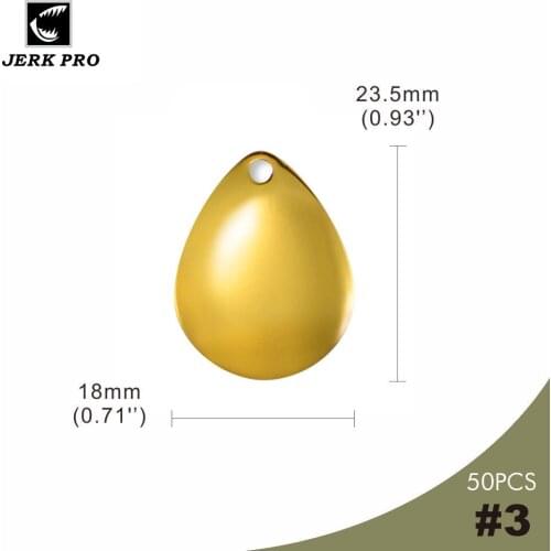 JERK PRO 50PCS Size 3 Gold Plating Smooth Steel Colorado Spinner Blades Fishing Lures Spinnerbait Accessories Angler’s Component